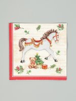 Салфетки бумажные трёхслойные «Новогодняя лошадка, 25 шт.