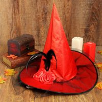 Карнавальная шляпа «Ведьмочка», с фатой, красная
