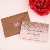 Приглашение на свадьбу в крафтовом конверте "Блестки"