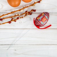Яйцо пасхальное на палочке "ХВ" (жостово)
