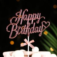 Топпер "Happy Birthday", розовый