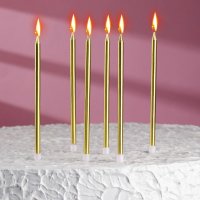 Свечи в торт "С днём рождения", Золотой металлик
