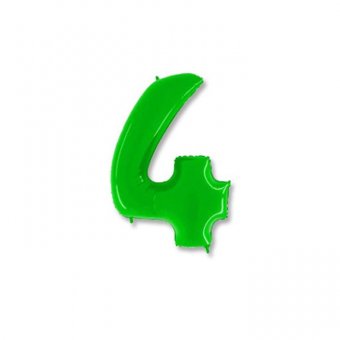 Шар фольгированный "Цифра 4" ярко-зеленый 40"