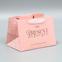 Пакет подарочный с широким дном «Present», 20×14×13,2см